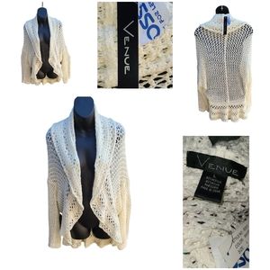 VENUE OFF WHITE CROCHET CARDIGAN NWT